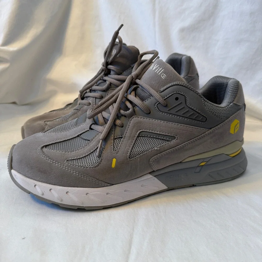 FitVille Rebound Core Mens Walking Shoes Grey Yellow Wide Toe Box 11EW 31910251